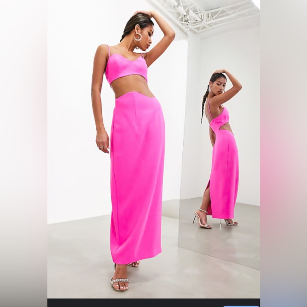 NWT ASOS Pink Cami Wavy Cut dress